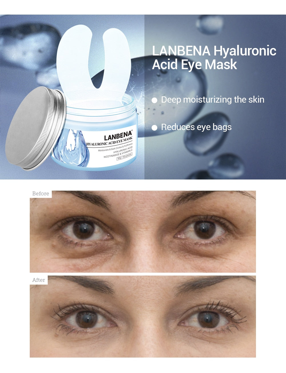 Retinol Eye Mask Hyaluronic Acid Eye Patches Serum Reduces Dark Circles Bags Eye Lines Repair Nourish Firming Skin Care