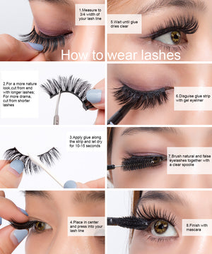 3D Mink Hair False Eyelashes Natural/Thick Long Eye Lashes Wispy Makeup Beauty Extension Tools