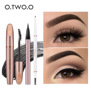 Eyes Makeup Set Ultra Fine 1.5mm Eyebrow Lengthening Mascara Long Lasting Waterproof Eyeliner Cosmetic Kit