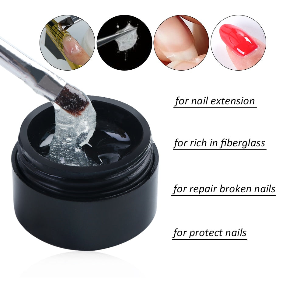 Fiber Extension Repair Gel Clear Poly Builder for Nail Extension Acrylic Repair Broken Nail Forms Gel Polish